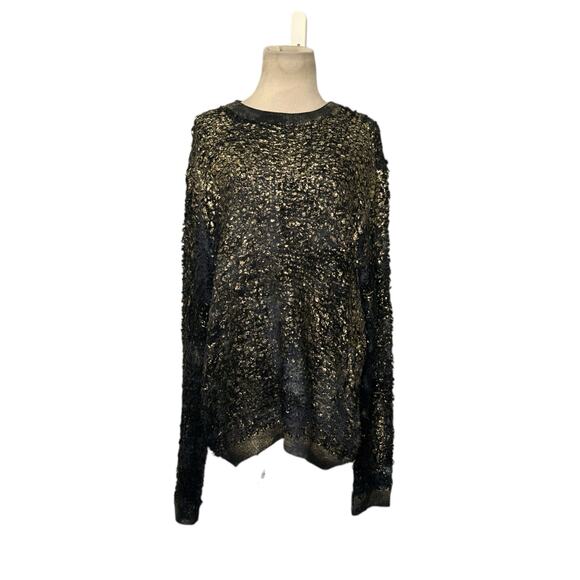Avant Toi black gold metallic distressed-effect sweater size XL - Picture 10 of 12